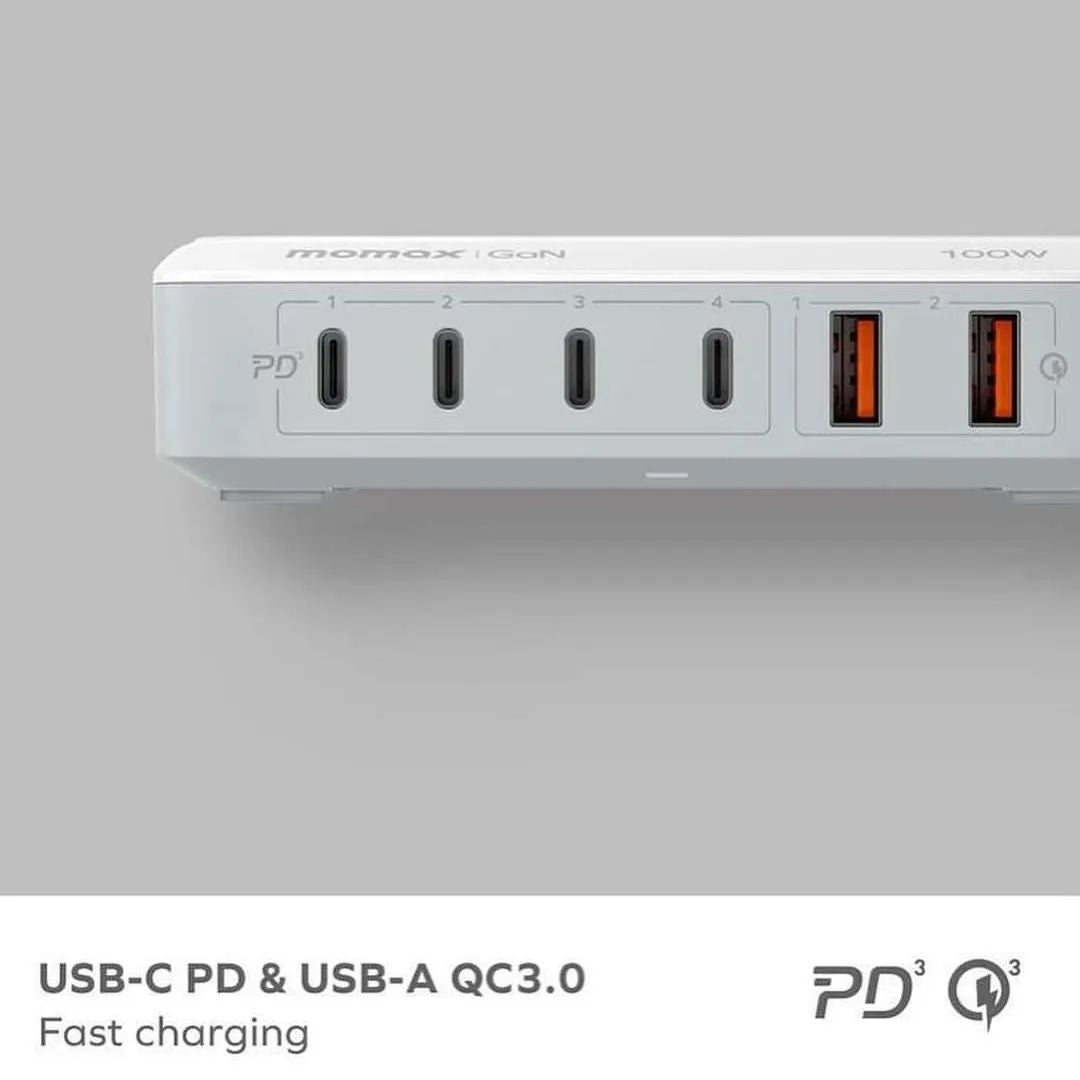 Momax Q.Plug Box 100W Desktop Charger with Wireless Charging