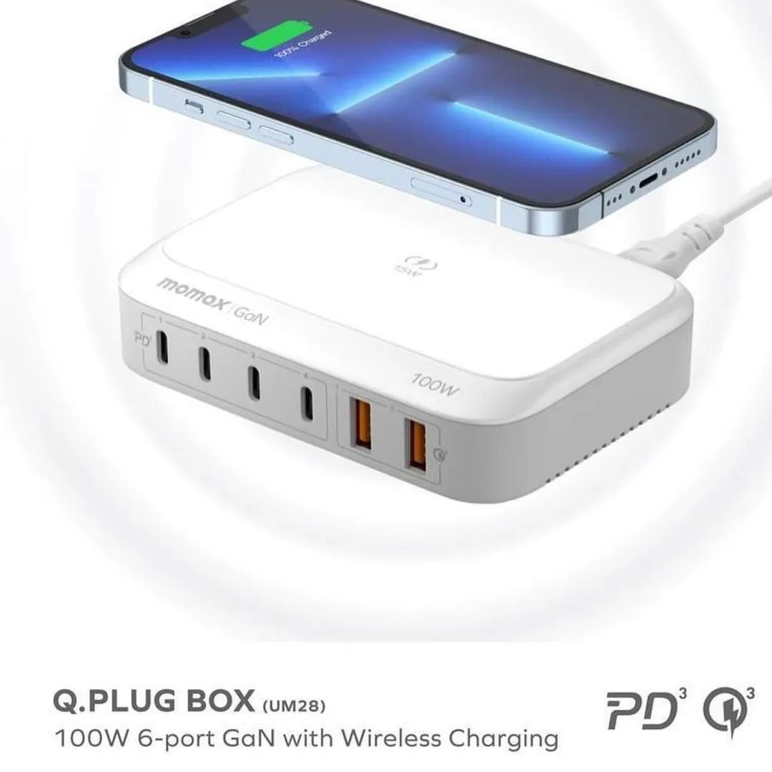 Momax Q.Plug Box 100W Desktop Charger with Wireless Charging