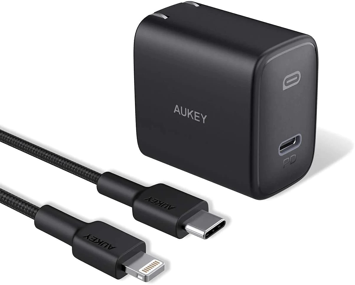 Aukey PA-F1S Fast Charger w/ USB-C to Lighting Cable (2M / 6.6Ft)
