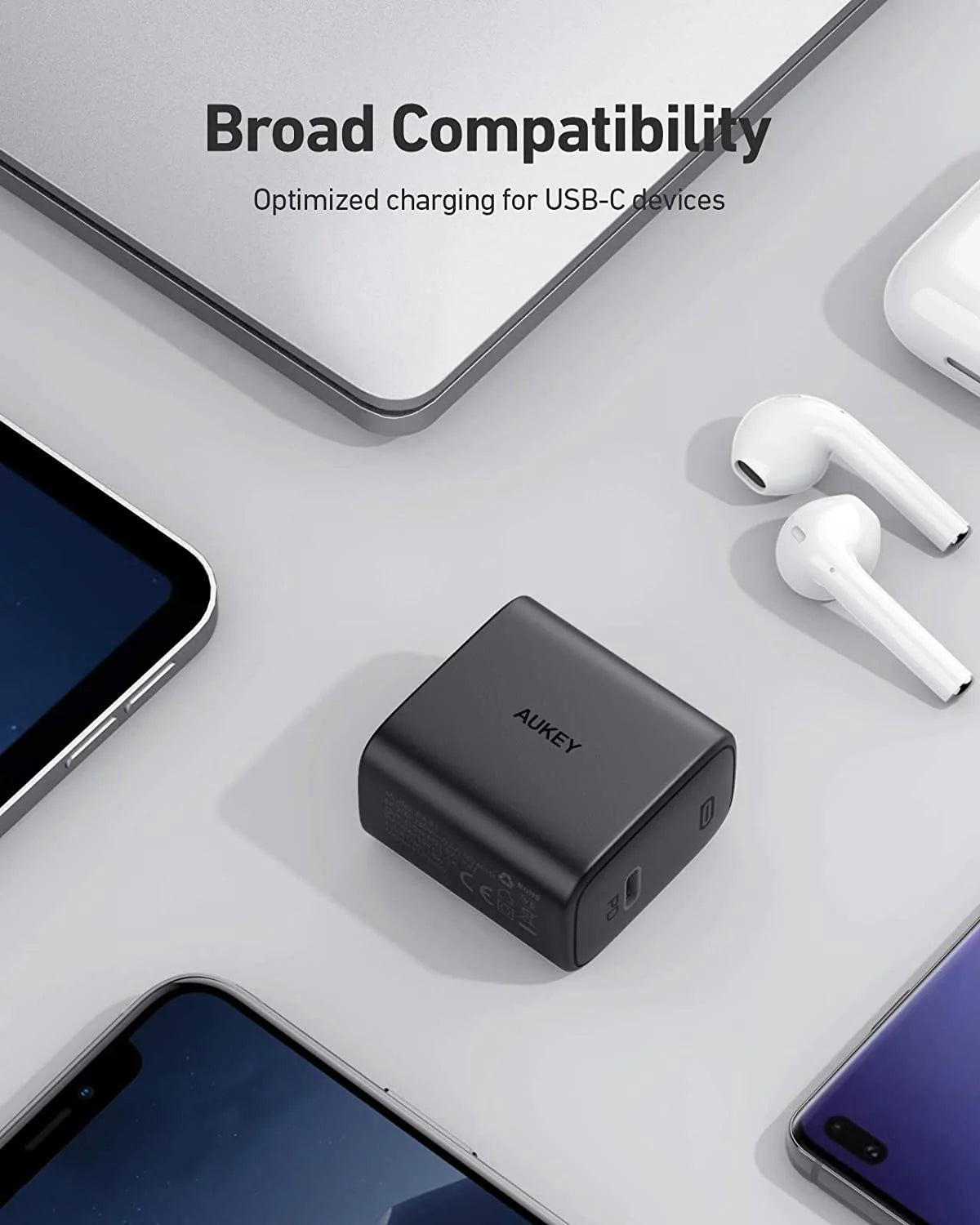 Aukey PA-F1S Fast Charger w/ USB-C to Lighting Cable (2M / 6.6Ft)