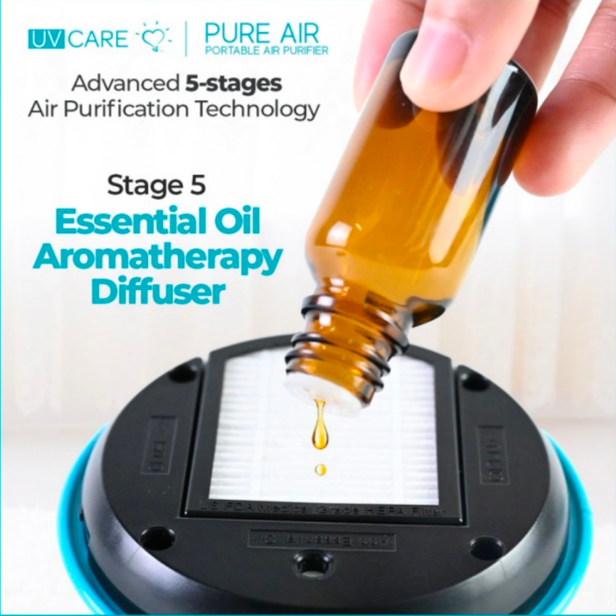 UV Care - Pure Air Portable Air Purifier (H13 HEPA Filter)