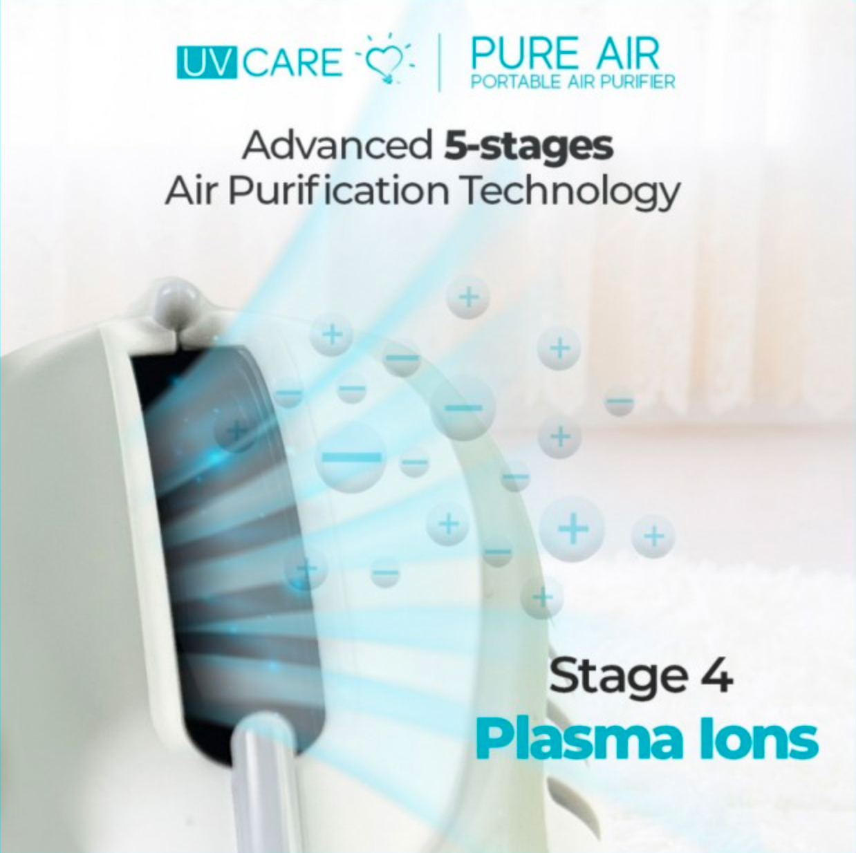 UV Care - Pure Air Portable Air Purifier (H13 HEPA Filter)