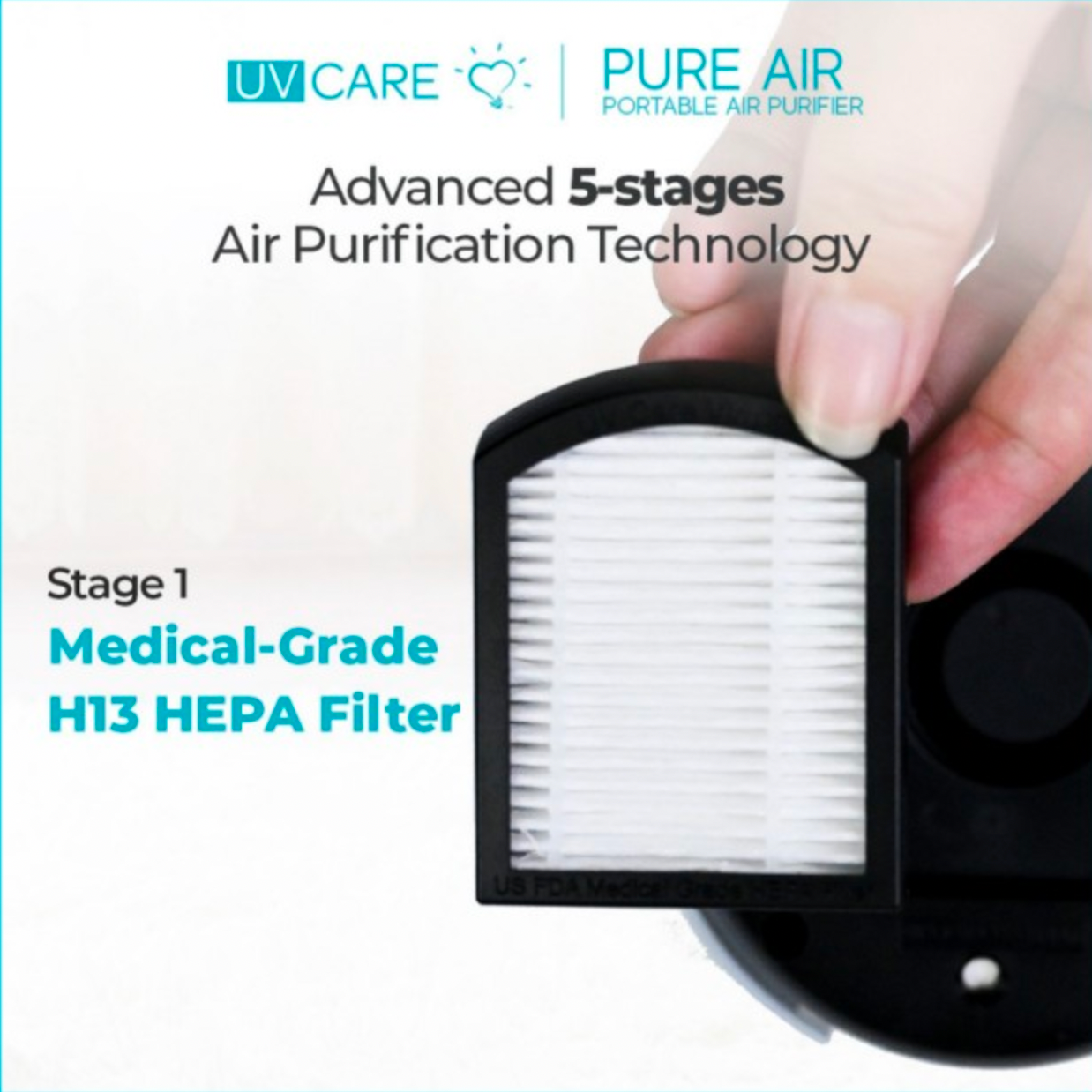 UV Care - Pure Air Portable Air Purifier (H13 HEPA Filter)